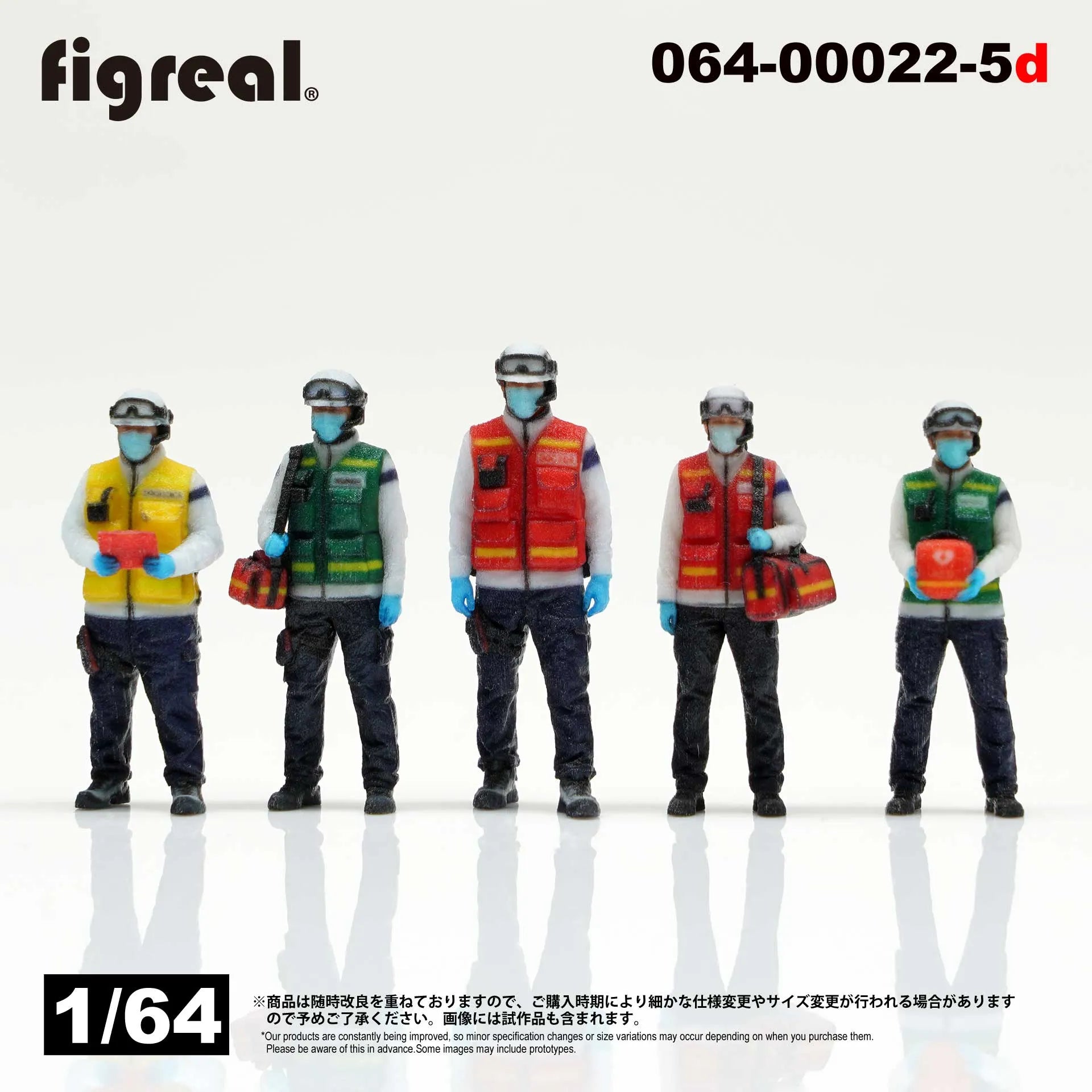箱庭技研 figreal 1/64 災害医療班セットA(白)5体 彩色済みフィギュア