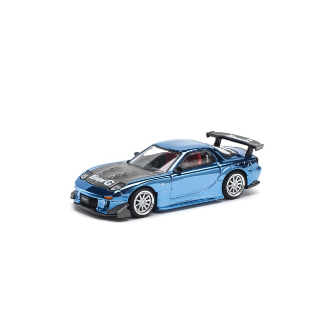 POP RACE 1/64 MAZDA RX7 RE-AMEMIYA WIDEBODY - BLUE CHROME マツダ RX7 RE:雨宮 ワイドボディ ブルークロム