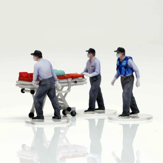 箱庭技研 figreal 1/64 救急隊員003 3体+患者なしストレッチャー