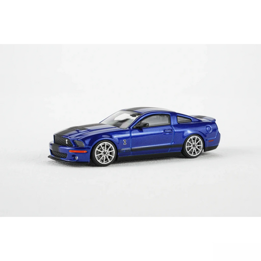 モーターヘリックス X グリーンライト 1/64 フォード マスタング シェルビー GT500 2007 メタリックブルー w/ シングルマットブラックストライプ