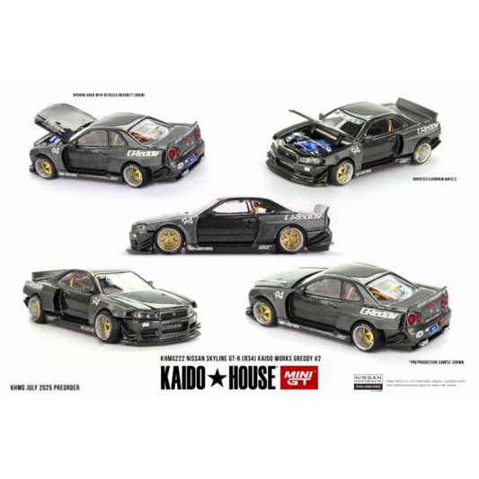 MINI GT 1/64 Nissan スカイライン GT-R R34 Kaido Works GReddy V2(右ハンドル)