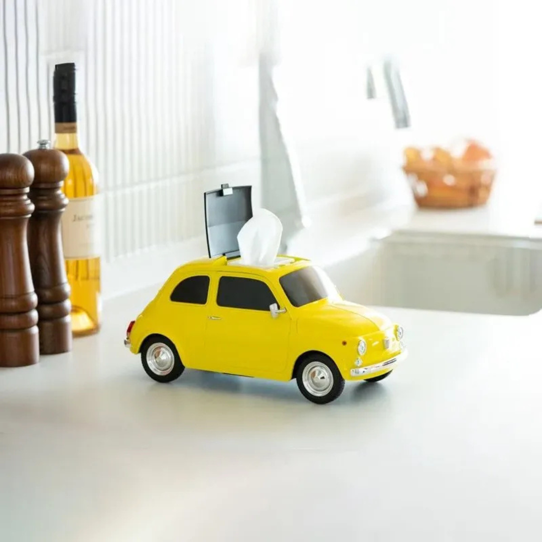 2WAY ティッシュケース フィアットヌォーヴァ 500 Fiat nuova 500 1957 イエロー （ウェットティッシュケース・ティッシュケース　両用）