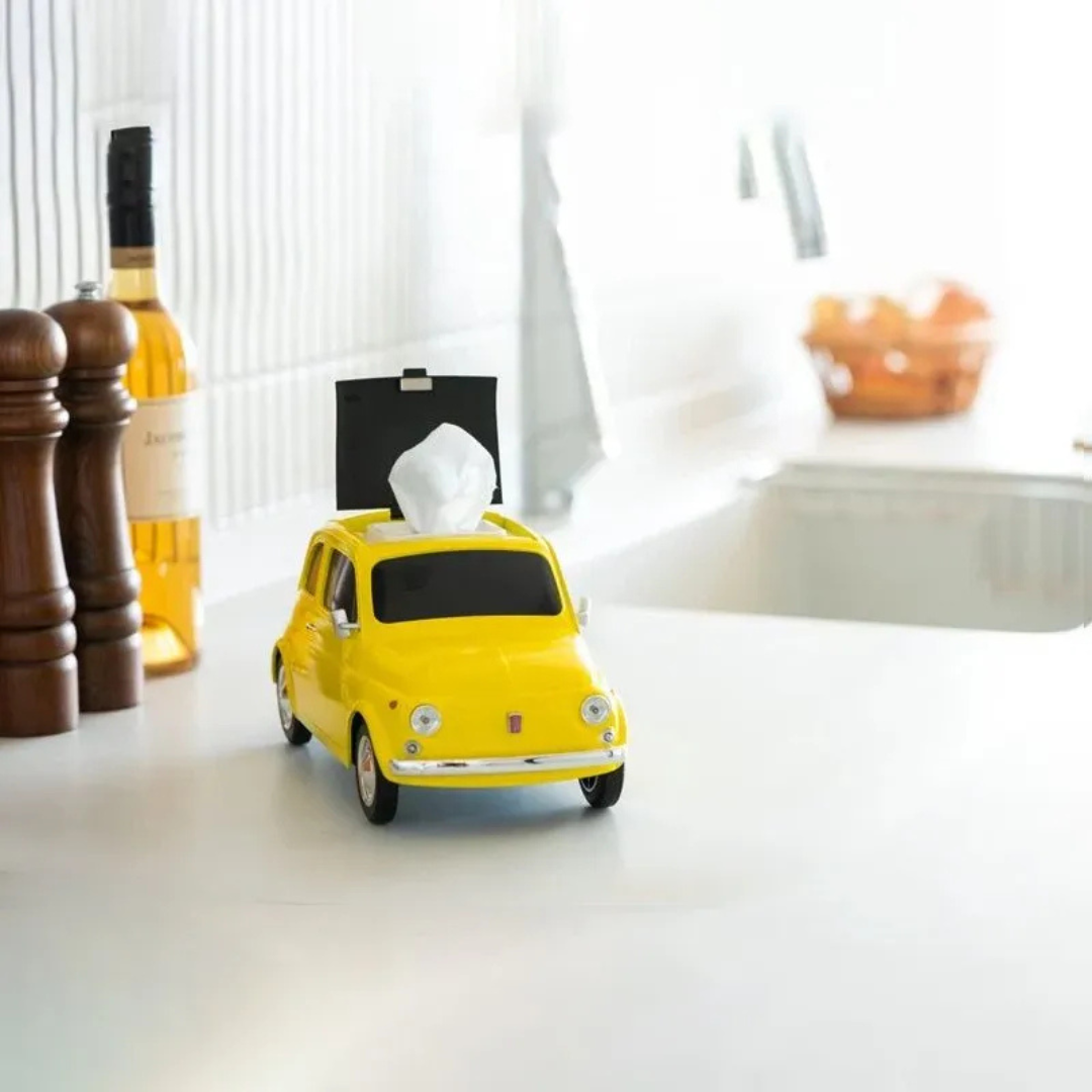 2WAY ティッシュケース フィアットヌォーヴァ 500 Fiat nuova 500 1957 イエロー （ウェットティッシュケース・ティッシュケース　両用）