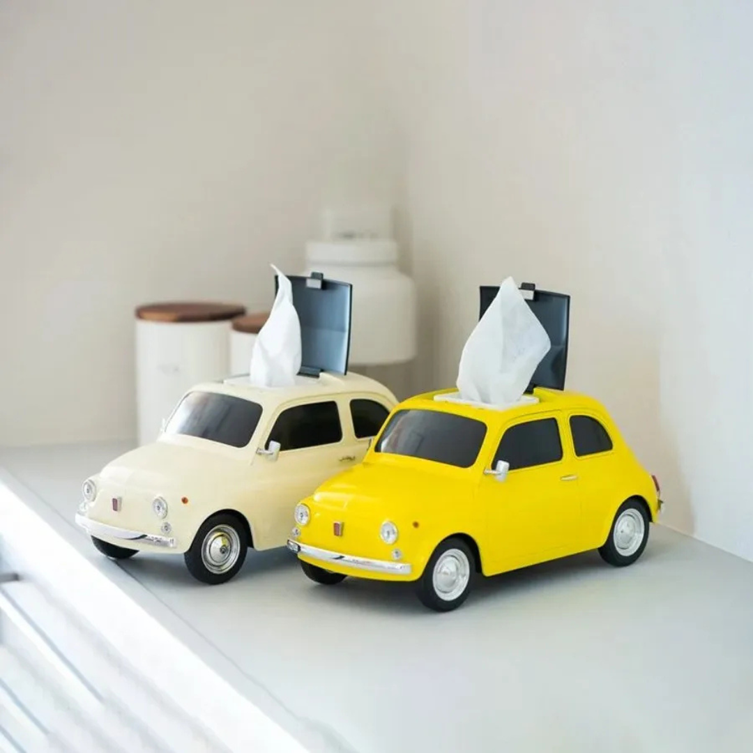 2WAY ティッシュケース フィアットヌォーヴァ 500 Fiat nuova 500 1957 イエロー （ウェットティッシュケース・ティッシュケース　両用）
